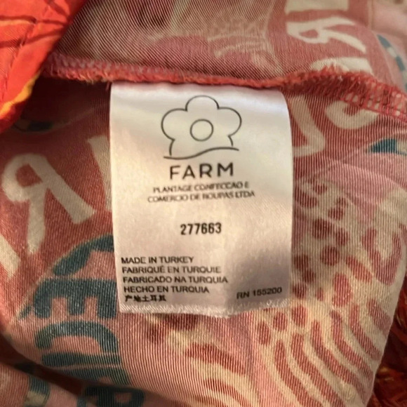 FARM Rio Women’s Tropical Square Neckline Puff Sleeve Pullover Blouse Medium - Picture 11 of 16